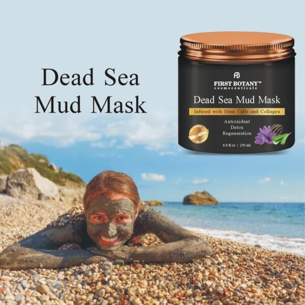 First Botany, 100% Natural Mineral-Infused Dead Sea Mud Mask 8.8oz Stem Cells Facial Treatment Skin Cleanser Pore Reducer Anti Aging Acne Treatment Blackhead Remover Cellulite & Natural Moisturizer - Image 4