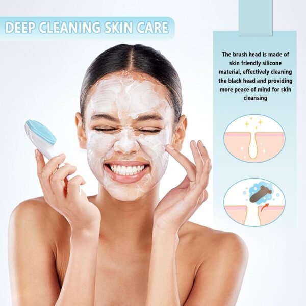 3Pack Face Scrub Brush Soft Bristles Silicone Facial Cleansing Brush Manual Handheld Exfoliating Face Brush Waterproof Face Scrubbers for Women and Men Deep Cleaning Skin Care - Image 5