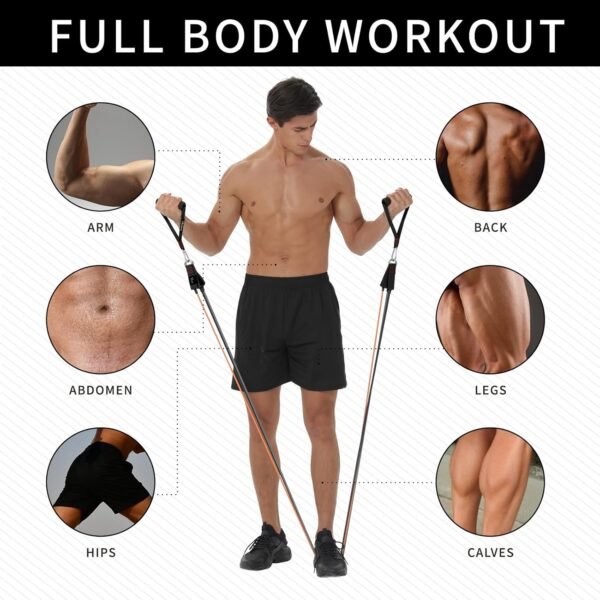 Resistance Bands with Handles, Single Resistance Bands, Exercise Bands with Handles, for Resistance Training, Physical Therapy, Home Workouts, Fitness, Pilates - Image 7