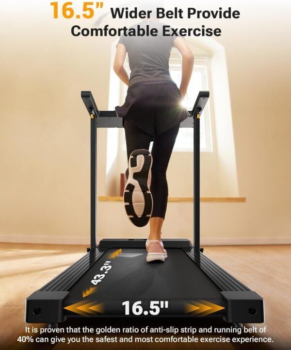 UREVO Portable Folding Treadmills for Home, Max 3.0 HP Running Walking Treadmill with 12 Pre Set Programs and Wider Tread Belt, Adjustable Display, Pause Detection - Image 6