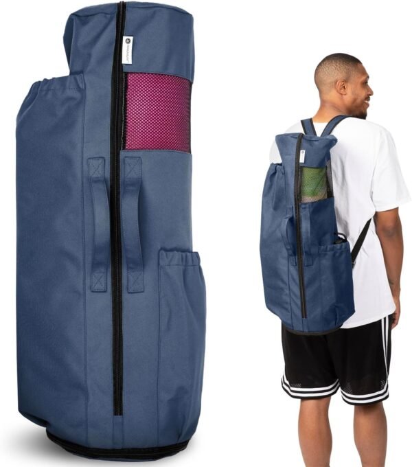 MAGNILAY Yoga Mat Bag - for Women and Men, Yoga Bag with Pockets and Adjustable Strap, Yoga Mat Carrier, Fits Mats Blocks and Yoga Accessories for Workouts, (32”L x 9” Diameter) - Image 2