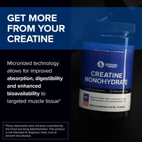 Creatine Monohydrate Powder - NSF Certified for Sport Creatine Supplement to Support Muscle Recovery, Pre + Post Workout Strength and Energy (1 lb / 90 Servings) - Image 3