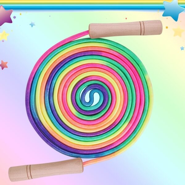 16 FT Double Dutch Jump Rope for Kids, Adjustable Rainbow Skipping Rope with Wooden Handles, Perfect for Fitness, Outdoor Fun, School Sports, and Party Games - Image 6