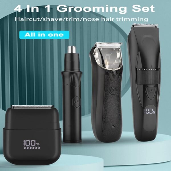 Professional Body Hair Trimmer for Men Cordless Groin Hair Trimmer Ball Trimmer for Men Electric Shaver Nose Hair Trimmer, Personal Body Grooming & Trimmer, LCD Display Gifts for Men 4 in 1 - Image 9