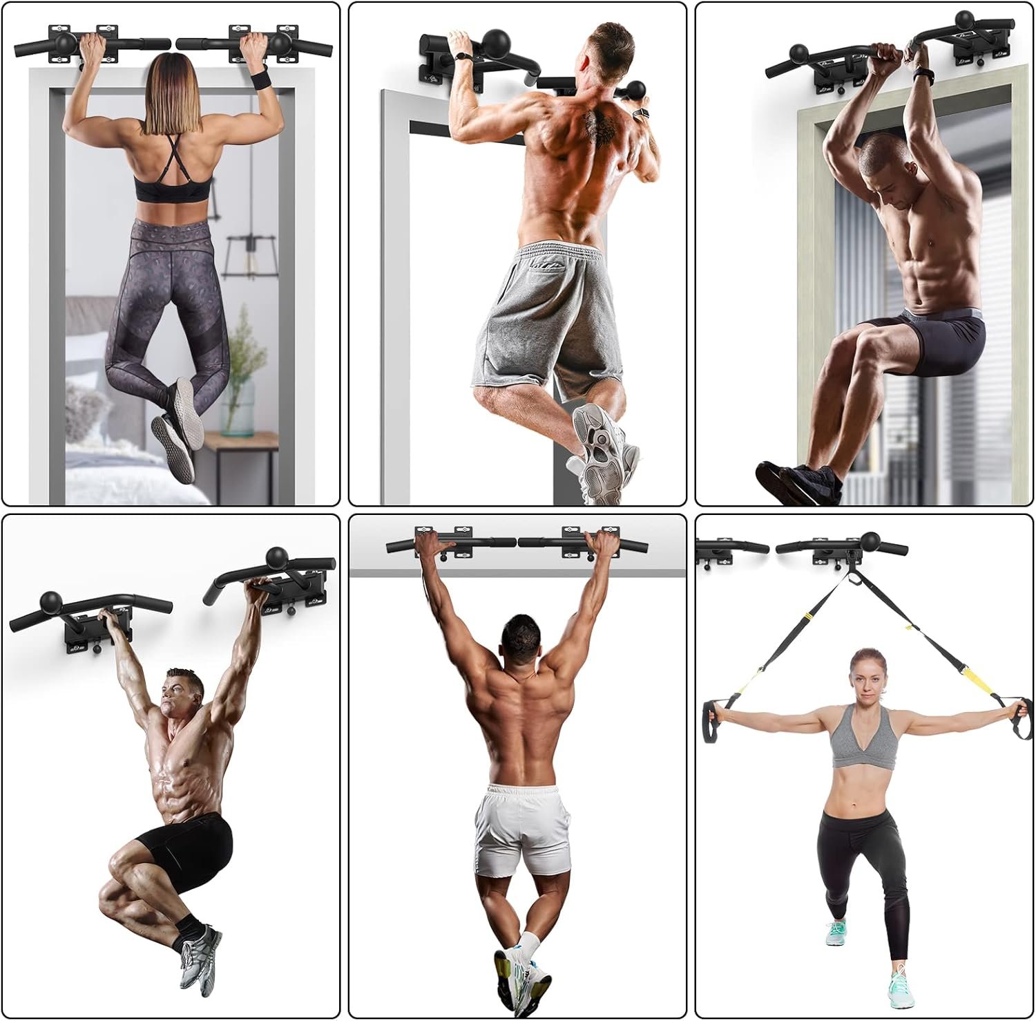 ONETWOFIT Wall Mounted Pull Up Bar, Adjustable Wall Mount Chin Up Bar with 2 Ball Grips Strength Training Equipment, Multifunctional Exercise Bars Trainer for Indoor Outdoor Home Garage - Image 8