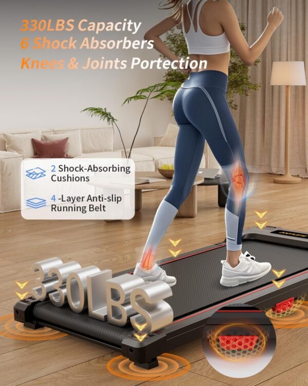 Walking Pad Treadmill, Anylife Incline Walking Pad Under Desk Treadmill 330lb Capacity, 2.5HP Portable Treadmills for Home, Compact Treadmill Small Running Pad with LED Display, Remote Control - Image 5