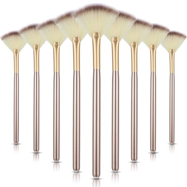9 Pieces Facial Fan Mask Brushes, Soft Facial Applicator Brushes Tools for Peel Glycolic Makeup for Mud Cream (Champagne) - Image 2