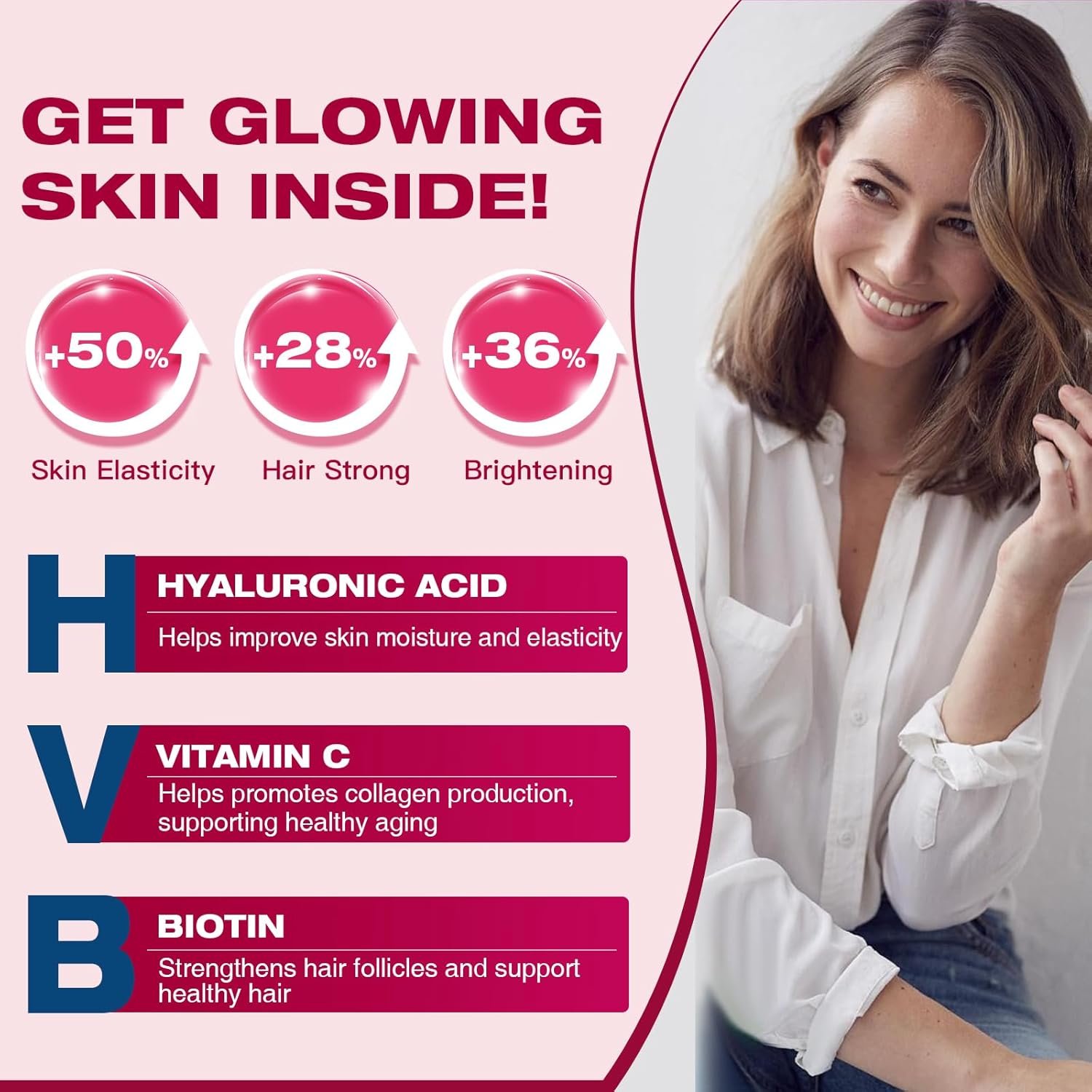 Multi Collagen Peptides Powder with Probiotics - Type I II III V X - Hydrolyzed Collagen Peptides with Multivitamins, Hyaluronic Acid & Biotin - Support Skin Hair Nail Joints & Gut, 35 Servings - Image 5