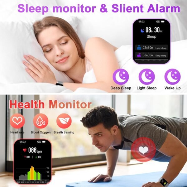 Smart Watch for Men Fitness Tracker: Waterproof Smart Watches for Men Digital Womens Watches Make/Answer Call Running Smartwatch Android Phone iPhone Samsung Compatible Heart Rate Monitor - Image 4