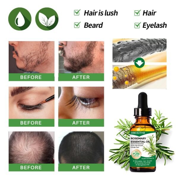 Rosemary Oil for Hair Growth,Collagen Hair Treatment Hair Mask,Natural Deep Conditioner Hydrating Hair Mask,Pure Organic Rosemary Oil for Eyebrow and Eyelash, Nourishes The Scalp for Hair Growth - Image 5