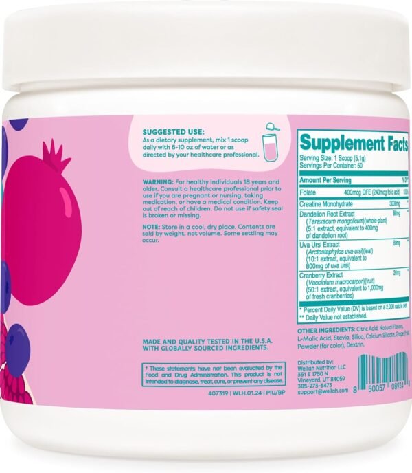 Pump-It-Up Creatine (50 Servings, Blueberry Pomegranate) - Creatine Monohydrate with Dandelion, Uva Ursi, & Cranberry Extract - Image 4
