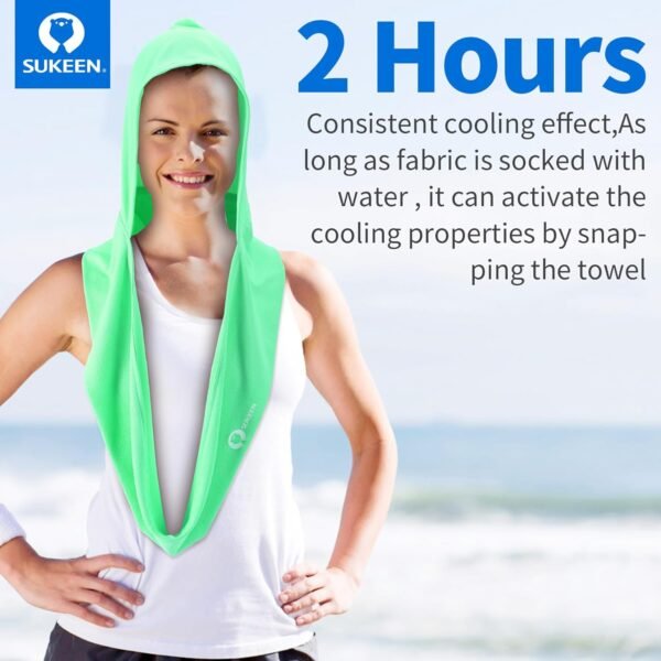 Cooling Hoodie Towel - Stay Cool & Comfortable - Versatile Neck Wrap Scarf & Head Towel - Soft & Lightweight Hoodie Towel - Perfect for Sports & Outdoor Activities - Image 3
