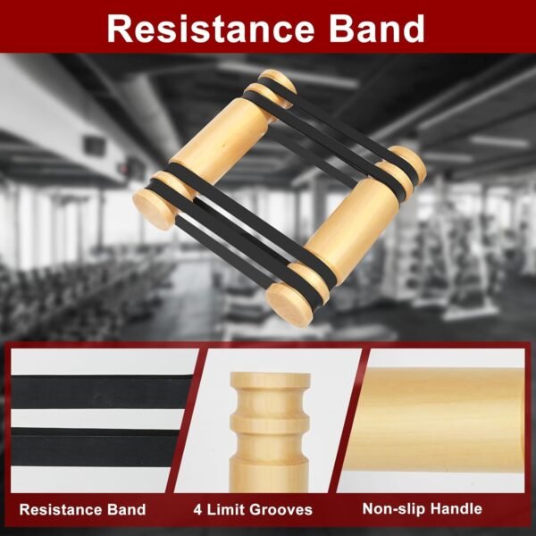 Upgraded Rip Stick - Wooden Rpistick with 6 Elastic Band, Arm Exercise Equipment, Shoulder and Resistance Training, Chest and Core Workout Equipment, Muscle Building Accessories, Home, Gym, Adjustable - Image 5