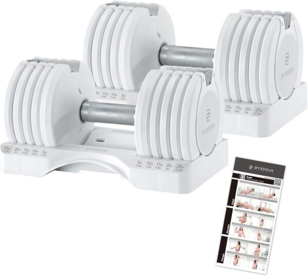 Adjustable Dumbbell 12.5/25lb Set of 2 or Single Unit Piece Weight Training Fitness Exercise Body Workout 5 in 1 for Home Gym Beginners Woman - Image 2
