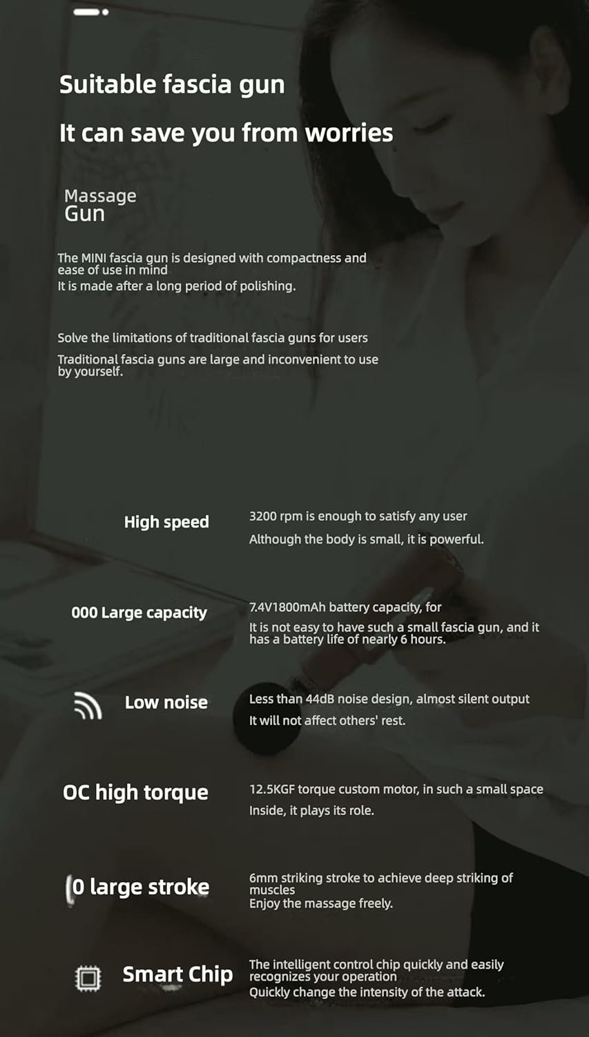 Massage Gun for Muscle Recovery, Percussion Massager (Black) - Image 7