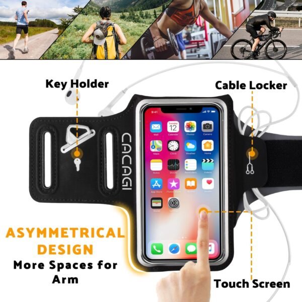 Running Phone Holder, Sweatproof Sports Arm Band with Key Pocket & Card Slot for iPhone 15/14/13/12/11 Pro Max Plus for Workout Exercise Walking Gym Jogging - Image 5