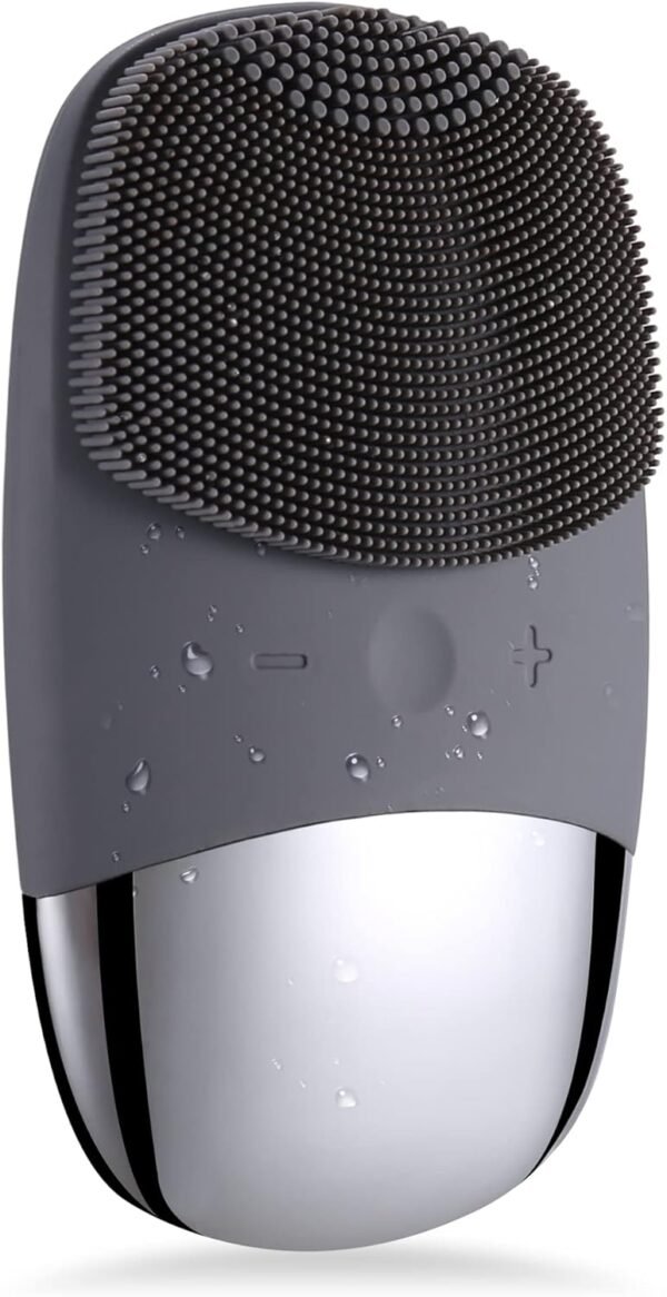 Silicone Face Scrubber, SIWIEY IPX7 Waterproof Sonic Facial Cleansing Brush, USB Rechargeable Sonic Massage Face Brush for Deep Cleansing, Gentle Exfoliating and Massaging (Grey) - Image 8