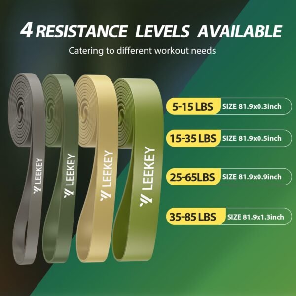 LEEKEY Resistance Bands, Exercise Bands Pull Up Assist Bands - Workout Bands Set - Bands for Working Out,Band for Men and Women Fitness Training, Physical Therapy,Home Workouts - Image 3