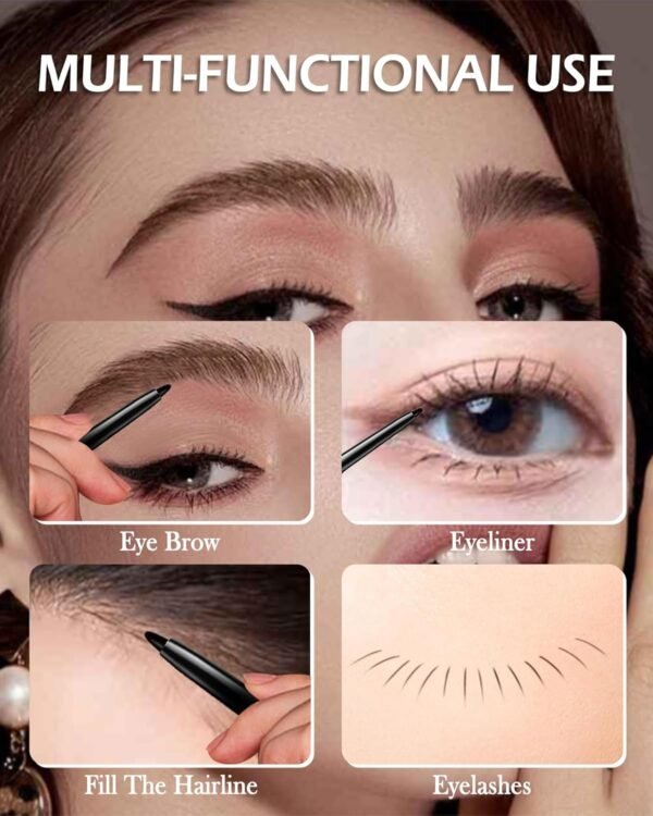 Black Gel Eyeliner for Older Women,Gel Eye Liner Pencil Waterproof Smudgeproof,Retractable Matte Cream Eyeliner Waterline With Sharpener Retractable Eyebrow Liner Makeup Pen Mature Women Sensitive Eye - Image 8