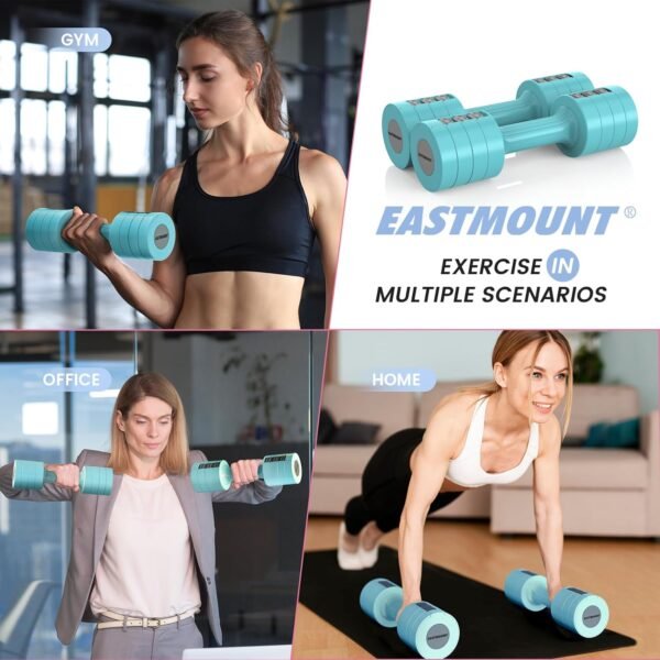 EAST MOUNT Adjustable Dumbbells 5 lb Dumbbells Set of 2 / Pair 10 lb Total Free Weights 6 in 1 Women Hand Weights for Home,Office,Gym Exercise Training 2lb 3lb 4lb 5lb Fast Adjust - Image 7