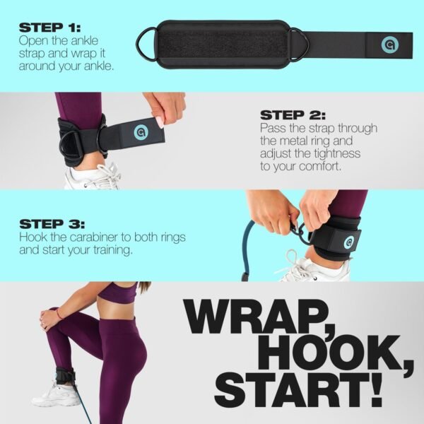 ActiveGear Ankle Resistance Bands with Cuffs - Ideal for Glutes, Legs & Core Workouts, Kickback Ankle Strap Set for Home Workout Equipment & Gym Fitness for Women and Men - Image 5