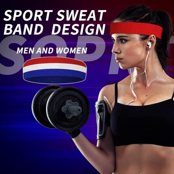 ChezMax 6PCS Moisture Wicking Headbands and Sweatbands for Men's Sports, Tennis, Basketball, Running, Working, Gym - Image 10