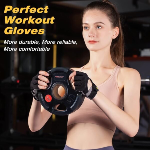 Workout Gloves for Women and Men, Weight Lifting Gloves Anti-Slip Padded Palm, Light Weight Fingerless Powerlifting Fingerless Gym Gloves for Exercise, Fitness, Training, Cycling - Image 8