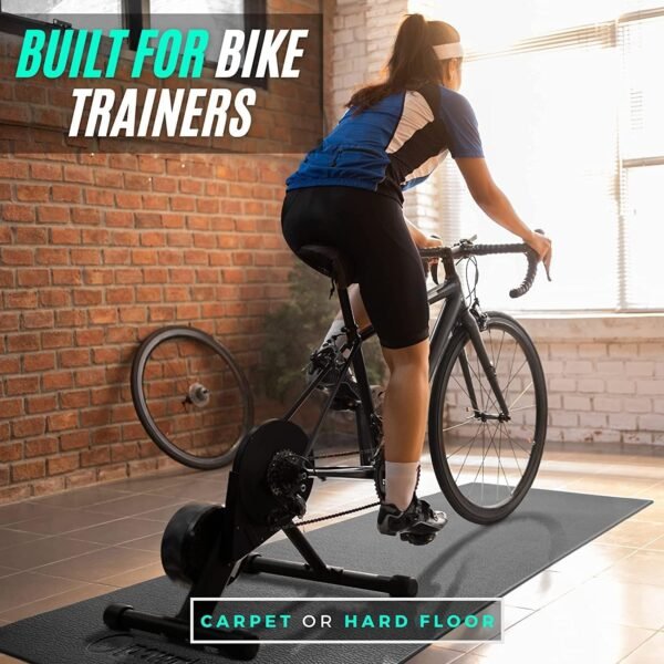 Powr Labs Sweat Proof Exercise Bike Mat, Stationary Bike Mat, Indoor Bike Mat, Exercise Bike Mats, Bike Mat Indoor Cycling, Exercise Bike Mat for Carpet Works with Peloton Bike Mat Wahoo Kickr - Image 4