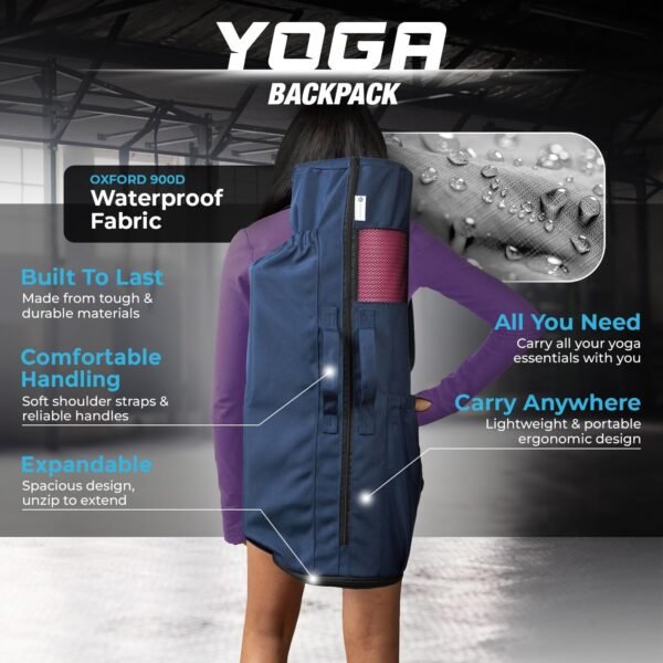 MAGNILAY Yoga Mat Bag - for Women and Men, Yoga Bag with Pockets and Adjustable Strap, Yoga Mat Carrier, Fits Mats Blocks and Yoga Accessories for Workouts, (32”L x 9” Diameter) - Image 4