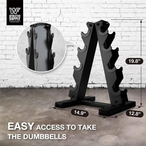 WF Athletic Supply Black Neoprene Dumbbell Set, Non-Slip & Hex Shape, Great for Muscle Toning, Strength Building & Weight Loss; Sizes, Dumbbells Only & w/Rack Options Available - Image 4