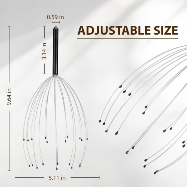 Head Massager 20 Fingers Scalp Massager Head Scratcher, Back Massager Back Scratcher, Stocking Stuffers for Head Massage and Back Massage 2 Pack (Black) - Image 10