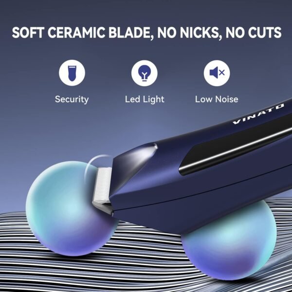 VINATO Electric Body Hair Trimmer - Manscape Ball Trimmer, Groin Hair Trimmer for Men, Waterproof Ball Shaver, USB Recharge Dock Replaceable Ceramic Blade, Male Hygiene Razor, 90 Mins Battery Life - Image 3