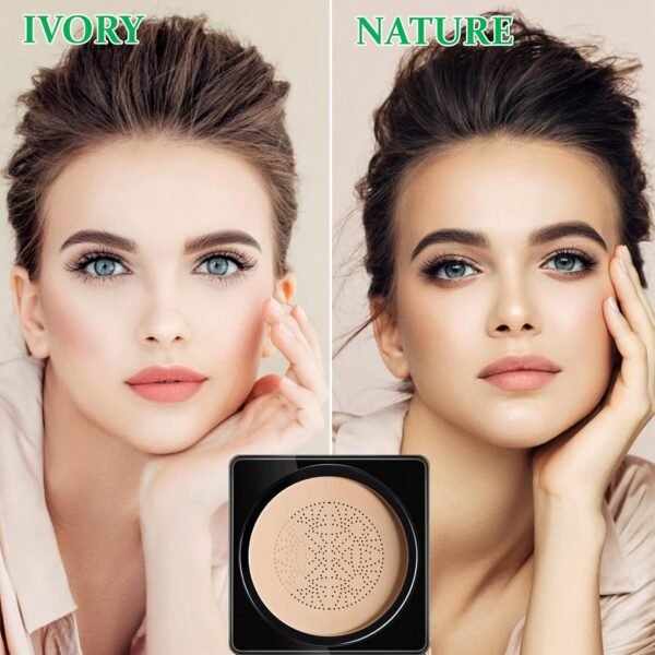 Mushroom Head Air Cushion CC Cream,CAHIUYOA BB Cream Foundation Full Coverage Concealer Long Lasting Liquid Matte Makeup Foundation with Mushroom Makeup Sponge-Natural - Image 8