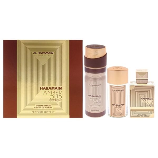 Al Haramain Amber Oud - Gold Edition Extreme for Unisex - 3 Pc Gift Set 2.5oz Extrait De Parfum Spray, 1oz Extrait De Parfum Spray, 6.6oz Body Spray - Image 2