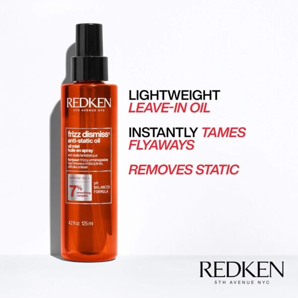 Redken Frizz Dismiss Anti-Static Oil Mist | For All Hair Types | Tames Flyaways & Unwanted Static | With Babassu Oil | Sulfate Free - Image 4