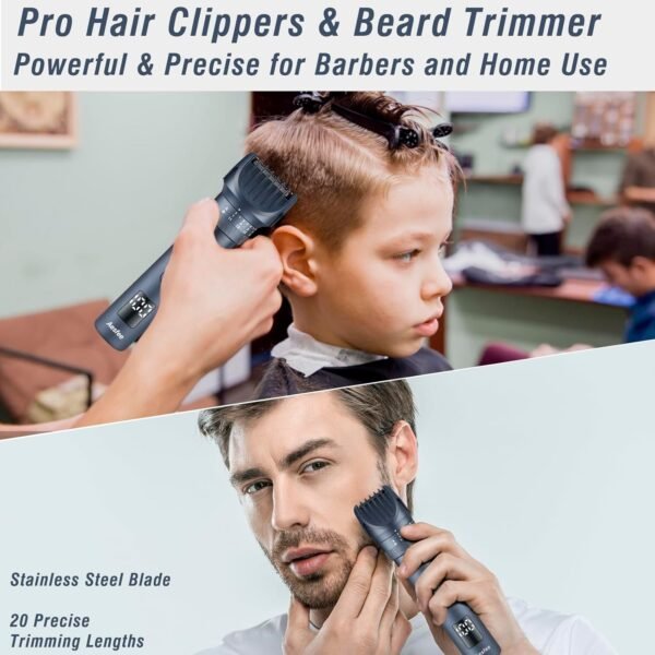 Beard Trimmer for Men Barbers Grooming Kit - Pro 5-in-1 Electric Foil Shavers Hair Clippers Set - Mens Body Razors Waterproof Wet/Dry Nose Ear Mustache Hair Trimmer Removal with Rechargeable Dock - Image 5