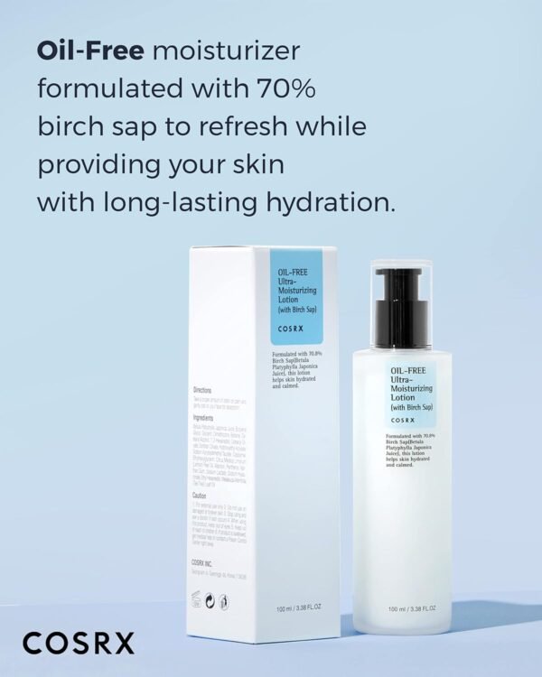 COSRX Oil Free Lotion with Birch Sap, Daily Acne Facial Moisturizer, Hydrating Moisturizer for All Skin Types, Korean Skin Care, Paraben free, 3.38 fl.oz / 100ml - Image 4