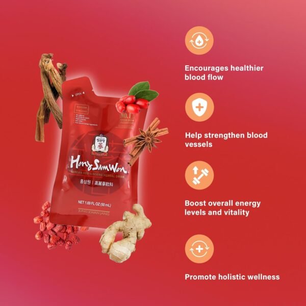 JungKwanJang HongSamWon Korean Red Ginseng Herbal Drink | Energy Drink, Pre Workout, Ginseng Supplement, Herbal Tea | Korean Red Ginseng Extract, Jujube, Ginger, Cinnamon | Vegan Friendly | 20 Count - Image 5
