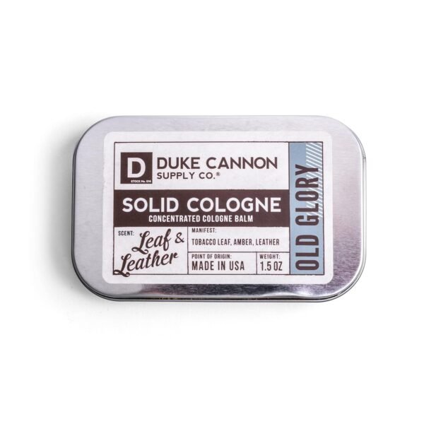 Duke Cannon Solid Cologne - Old Glory Premium Concentrated Cologne Balm, Fresh Tobacco, Amber, and Leather Scent, 1.5 oz. Travel Tin - Image 2