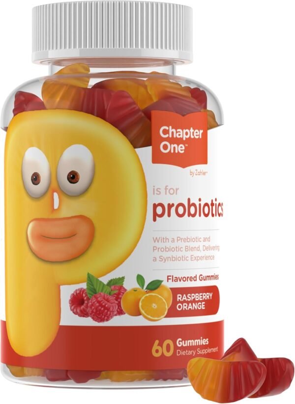 Zahler Chapter One Probiotic Gummies for Kids - Probiotics Gummies with Prebiotic Blend - Raspberry Orange Flavor - Kosher Vegetarian Non GMO Probiotics for Kids - Probiotic with Fiber (60 Count) - Image 2