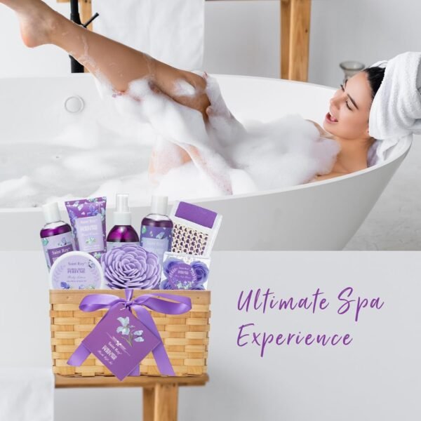 Gift Basket for Women, Luxury 11Pcs Floral Perfume Scents Bath and Body Home Spa Gift Kit with Bubble Bath, Body Lotion, Relaxing Self Care Gifts Basket for Her, Birthday Gifts for Women - Image 5