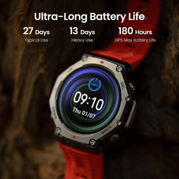 Amazfit T-Rex 3 Rugged/Military Smart Watch 48mm, GPS (with Privacy), Offline Maps, Long Battery Life,328 Feet Water-Resistant, 170 Fitness/Sport Modes, AI, Voice Control, for Android or iPhone, Black - Image 5