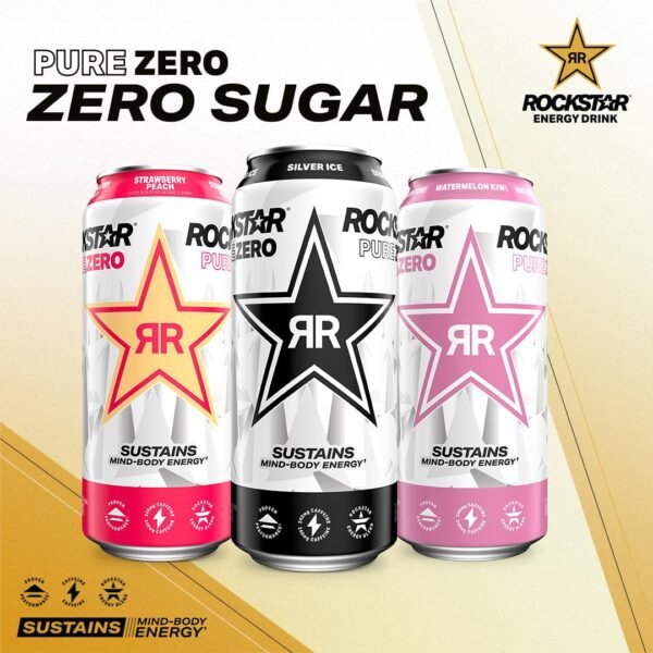 Rockstar Pure Zero Energy Drink, Grape, 0 Sugar, with Caffeine and Taurine, 16oz Cans (12 Pack) (Packaging May Vary) - Image 5