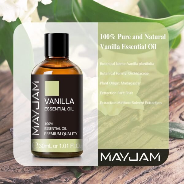 Vanilla Essential Oil 30ml/1.01fl.oz, MAYJAM Premium Vanilla Oils for Aromatherapy, Diffuser, Soap Making, Candle Making, Long Lasting Scents - Image 4