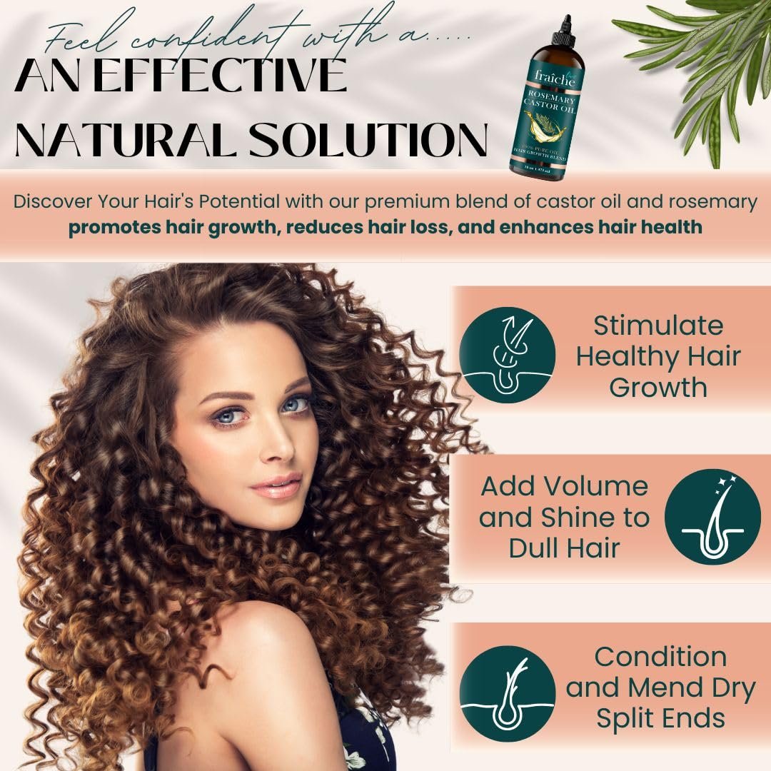 Live Fraiche Rosemary Castor Oil for Hair Growth 16oz - Rosemary Oil for Hair Growth and Thickening Pure Blend to Reduce Loss and Promote a Healthy Scalp - Image 5