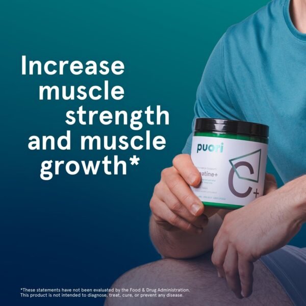 Puori Creatine Monohydrate Powder with Taurine - Unflavored Creatine Powder, Pre-Workout Supplement for Men & Women - Muscle Builder, Enhanced Workout Performance & Strength Building - 60 Servings - Image 8