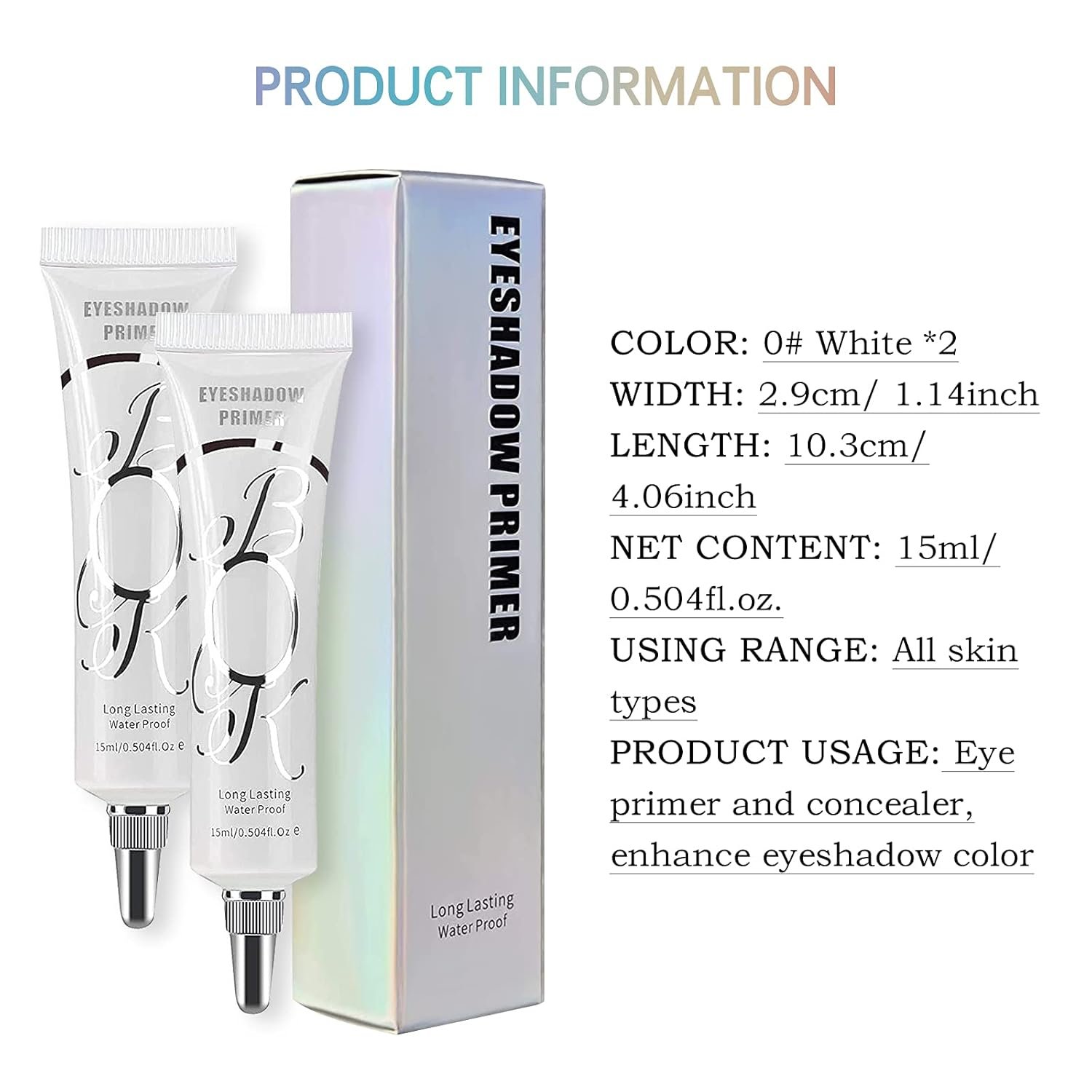 2 Pack Matte Eyeshadow Primer for Oily Lids White Eyeshadow No Crease Eye Primer Makeup Eyeshadow Base Waterproof & Smudge-proof & Long Lasting Cream Liquid Eye-shadow for All Shadows (Set A) - Image 3