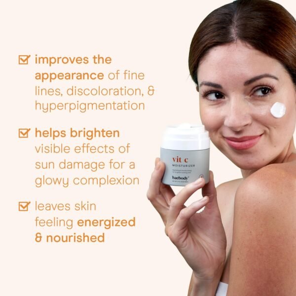 Baebody Made in USA Vitamin C Face Moisturizer - Brightening Vitamin C Cream Moisturizer with Jojoba Oil - Anti Aging and Hydrating (1.7 fl oz/50 ml) - Image 3