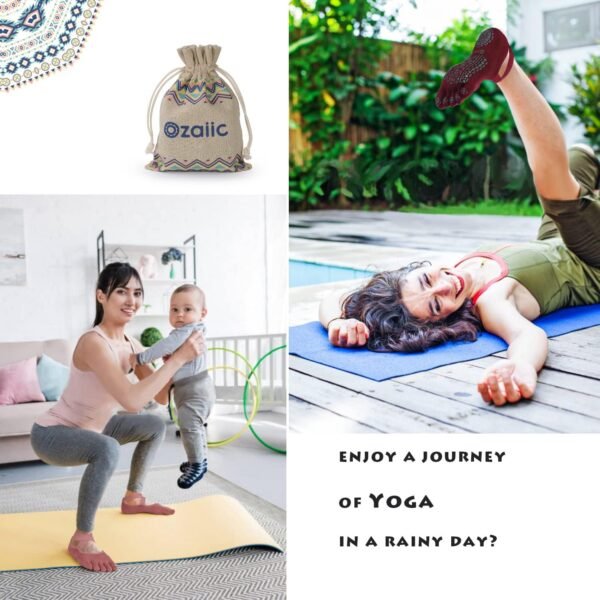 Ozaiic Yoga Socks for Women with Grips, Non-Slip Five Toe Socks for Pilates, Barre, Ballet, Fitness - Image 8