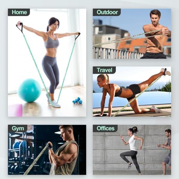 Odoland 5 Packs Pull Up Assist Bands, Pull Up Straps, Resistance Bands with Door Anchor and Handles, Stretch Mobility, Powerlifting and Extra Durable Exercise Bands with eGuide - Image 7